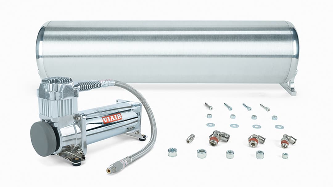 24" FLO Tank w/ Viair 444c Compressor, 1/4" & 3/8" fittings and tank mounting hardware - 27763